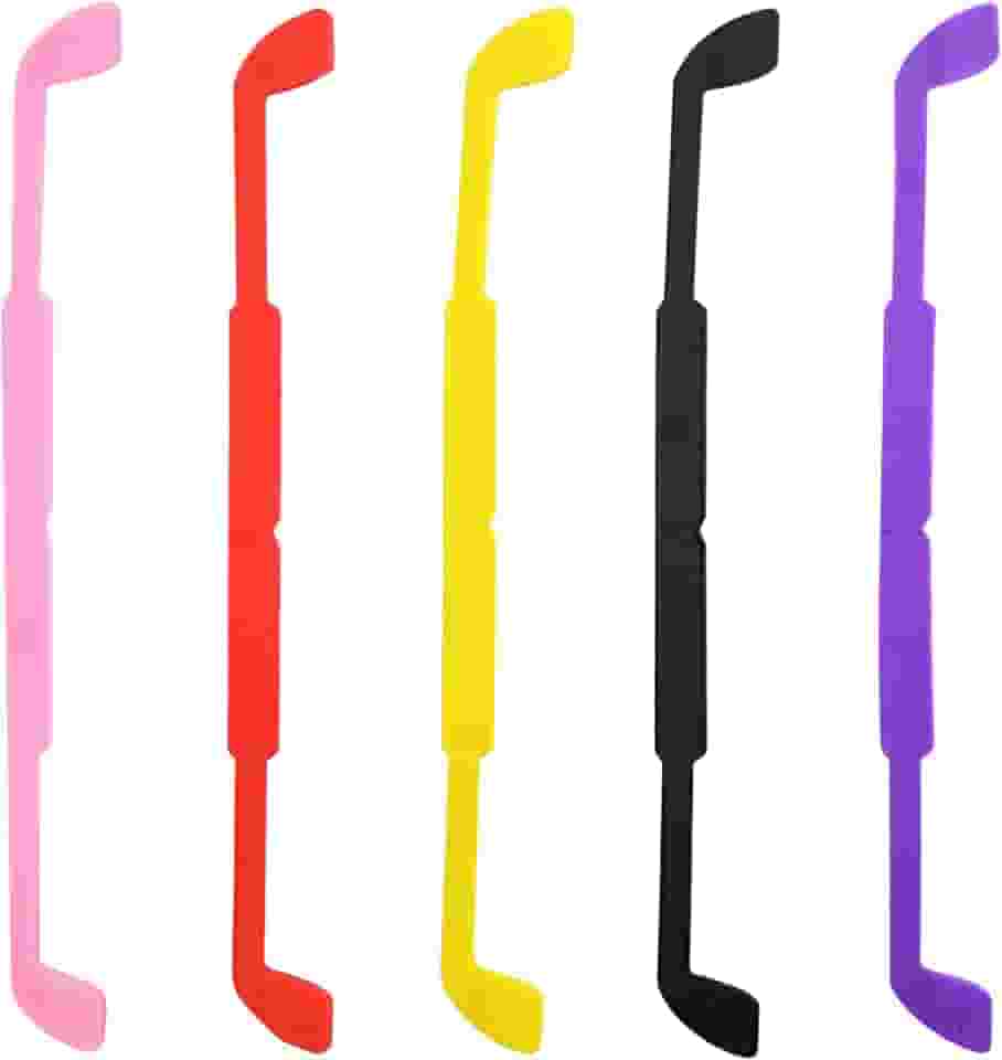 5 peças de tiras coloridas antiderrapantes de silicone macio elástico para óculos de sol, suporte de faixa para óculos de sol, retentor de óculos para esportes internos e externos, cores aleatórias