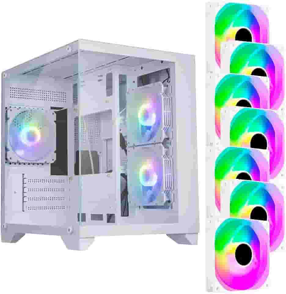 PC GAMER HOG INTEL CORE I7, 16GB, NVME 500GB, RX580 8GB, GABINETE 7 FANS, WIFI e WIN 11 PRO ATIVADO (BRANCO C/ 7 FANS RGB)