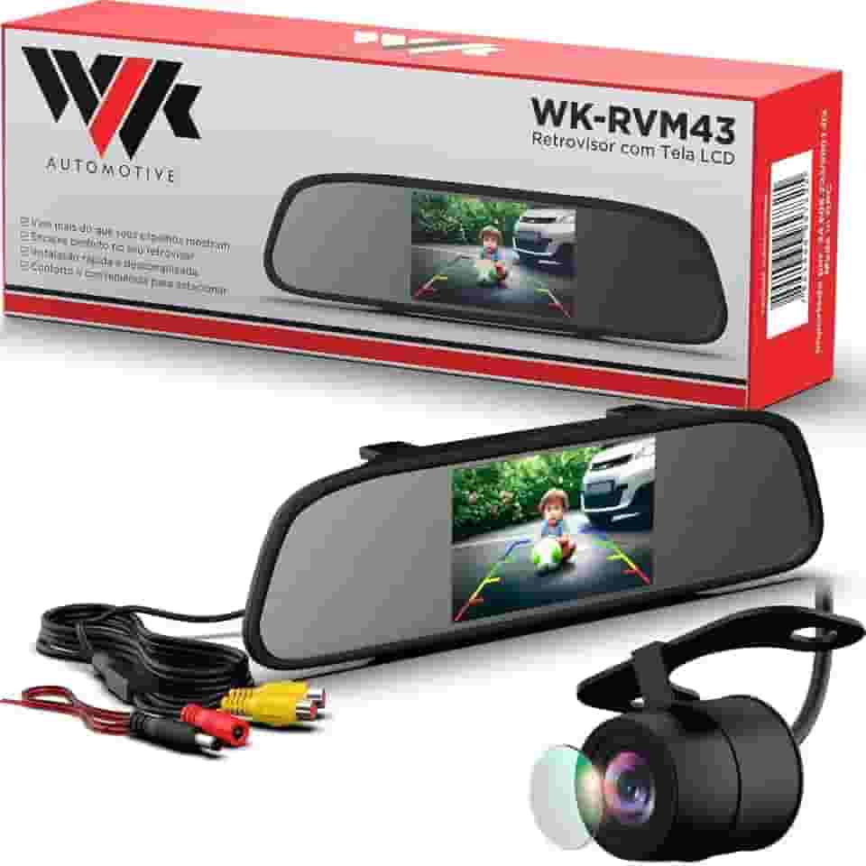 Retrovisor Automotivo com Tela + Câmera de Ré Lente Vidro