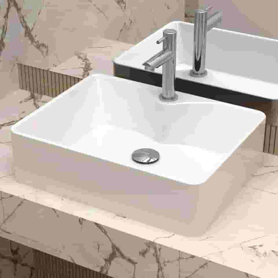 Cuba Pia de Apoio Sobrepor Retangular 48x37 Branca Banheiro Lavabo Beltempo BT-2317