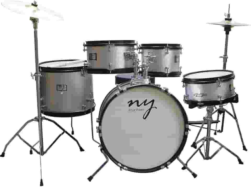 Bateria Acústica Infantil Junior 2T Prata com Banco New York