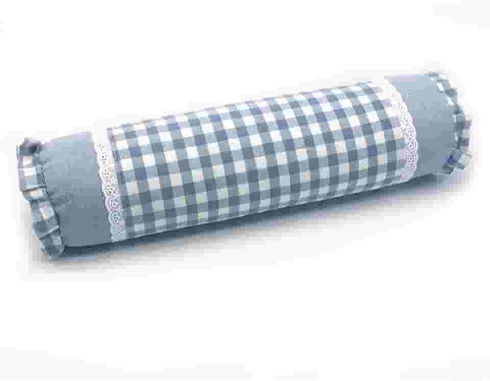 Travesseiro de apoio lombar Edomi com gola cervical e travesseiro de trigo sarraceno arredondado para amortecimento lateral e suporte nas costas, enchimento de cascos de trigo sarraceno, Azul, 15x4 Inch, 1