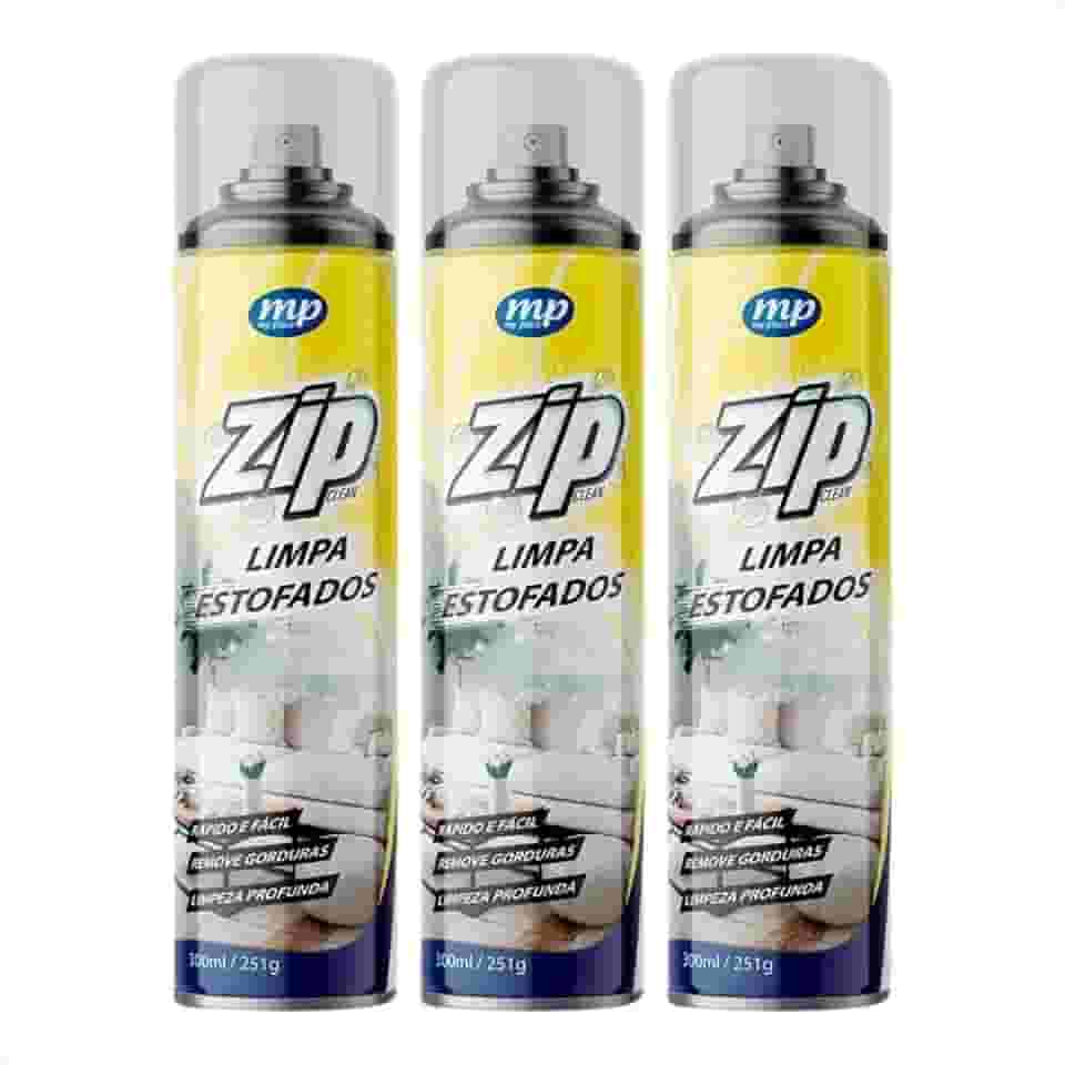 Kit 3 Espuma Limpa Estofados Zip 300ml / 251g - Limpeza a Seco Rápida e Eficiente!