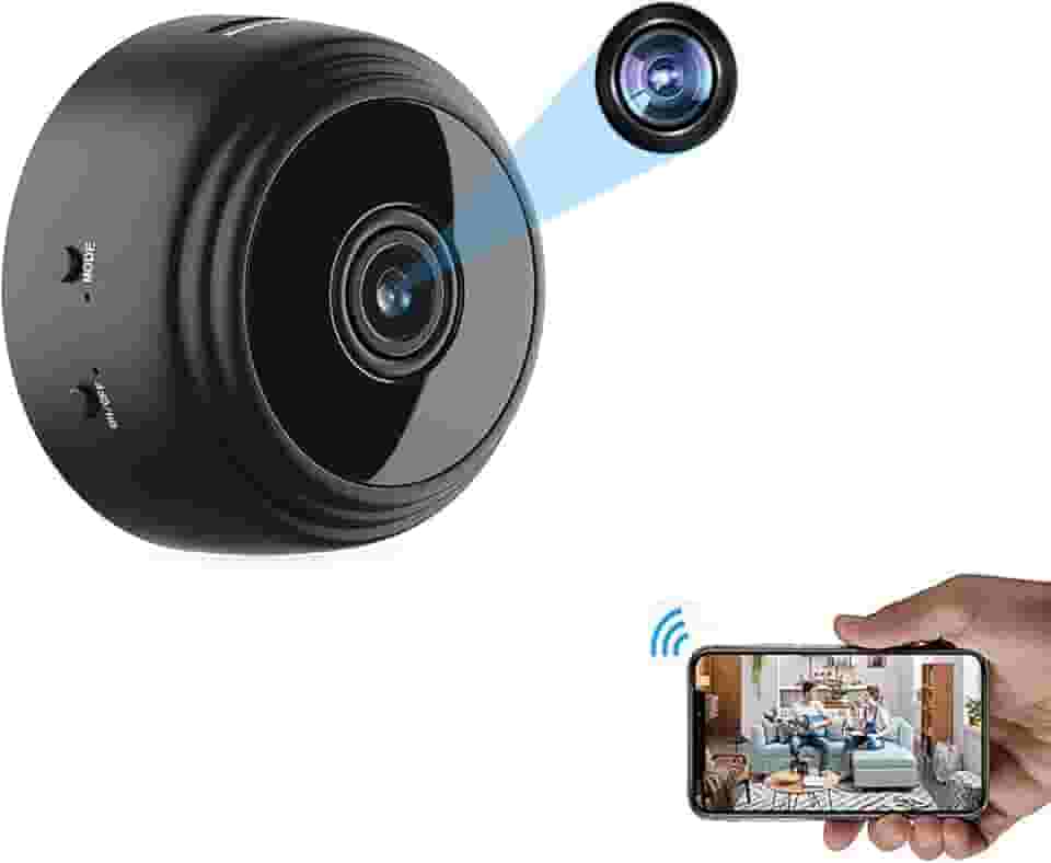 Mini câmera espiã WiFi OVEHEL HD 1080P sem fio, câmera de vídeo escondida, pequena câmera de babá com visão noturna e movimento ativado, uso interno, câmeras de segurança, câmera de