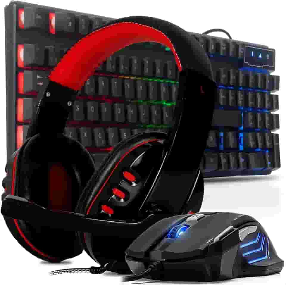 Kit Teclado Gamer Semi Mecanico pc Ps4 Abnt2 Headset Fone de Ouvido Gamer Estéreo e Mouse Led 3200 Dpi Para Jogos Ps4 Ps5 Pc Gamer Notebook …