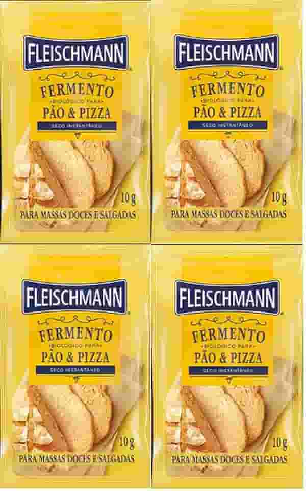 Kit 4 Fermento Biológico Pão e Pizza Seco Fleischmann 10g
