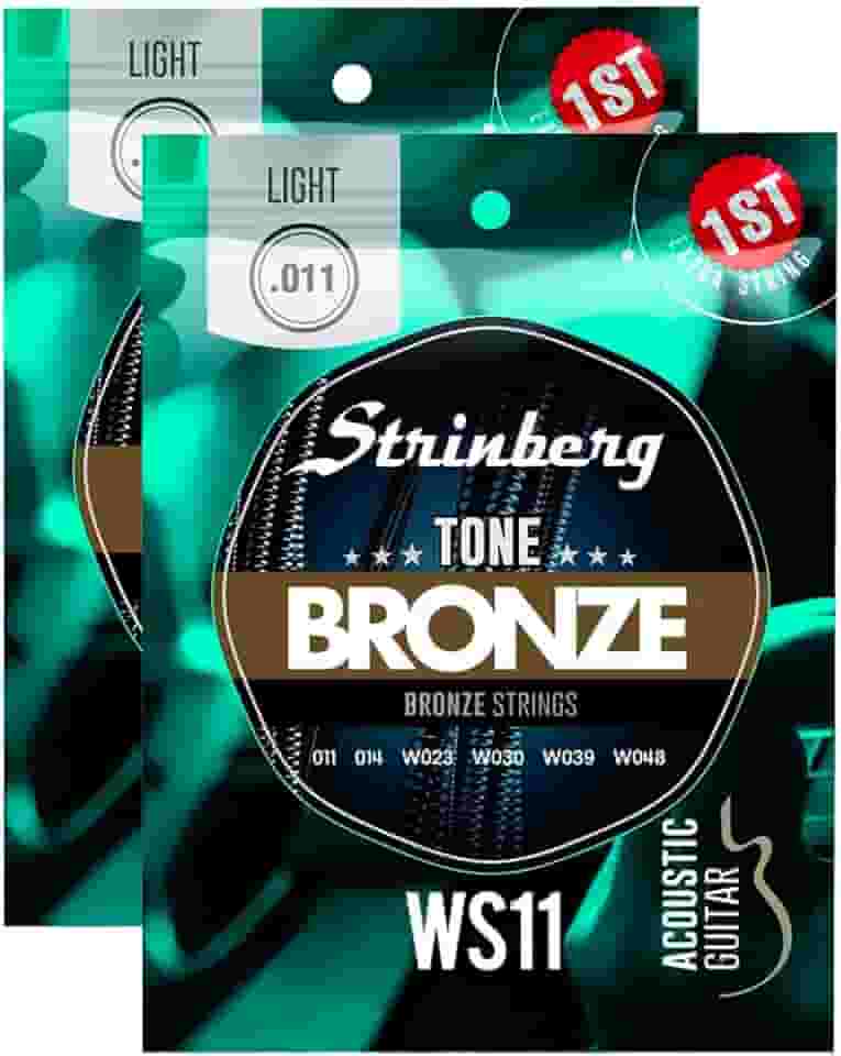 Pacote Com 02 Jogos De Cordas Para Violão Aço Folk 011 Strinberg WS11