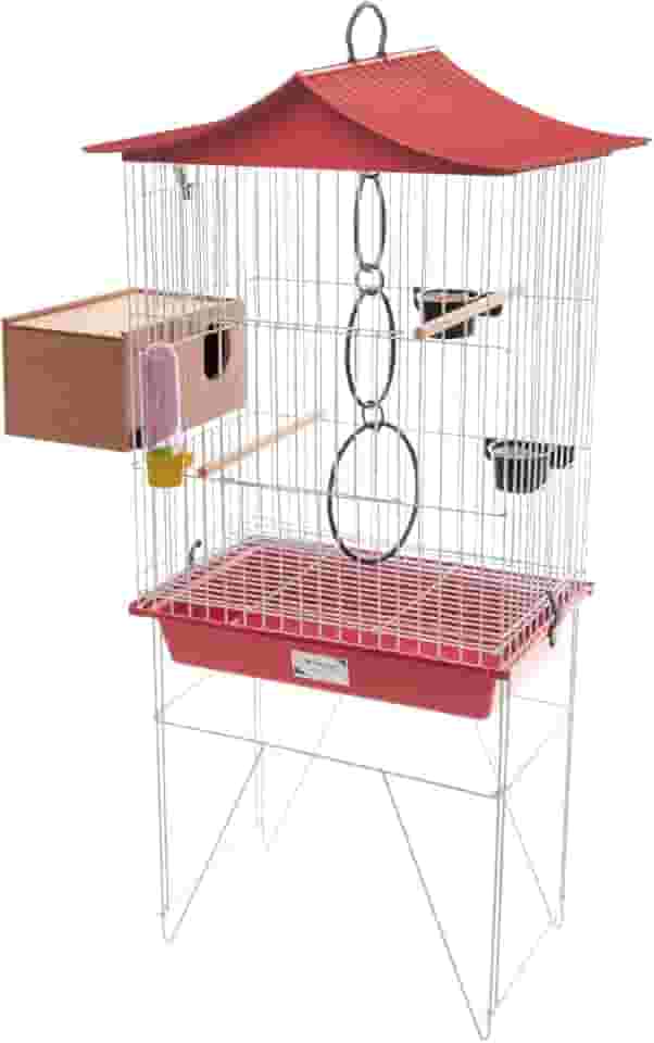Viveiro Gaiola Calopsita Epóxi Agapornis Aves com Ninho Criadeira Acessórios Vivo Pet (Vermelho)