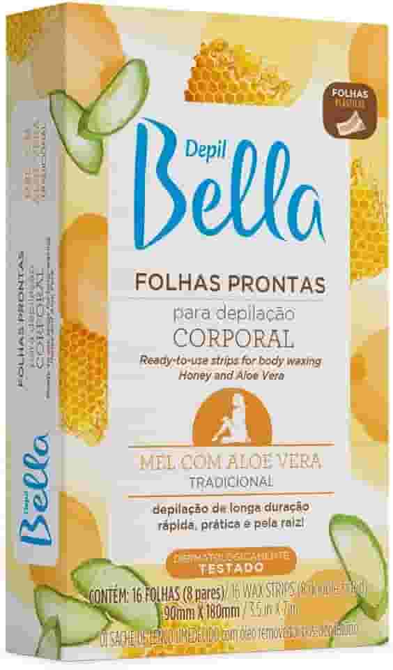 Folha Pronta para Depilação Corporal Mel com Aloe Vera 16 Fls, Depil Bella, Multi-Color