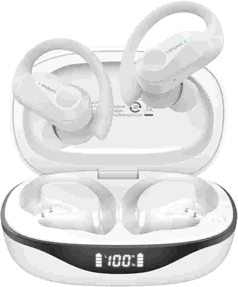 Lenovo LP75 Fone De Ouvido Sem Fio Bluetooth 5.3 Com Gancho Microfones TWS Esportivo HiFi Estéreo Bluetooth Sem Fio Impermeável Alta Fidelidade Cancelamento De Ruído