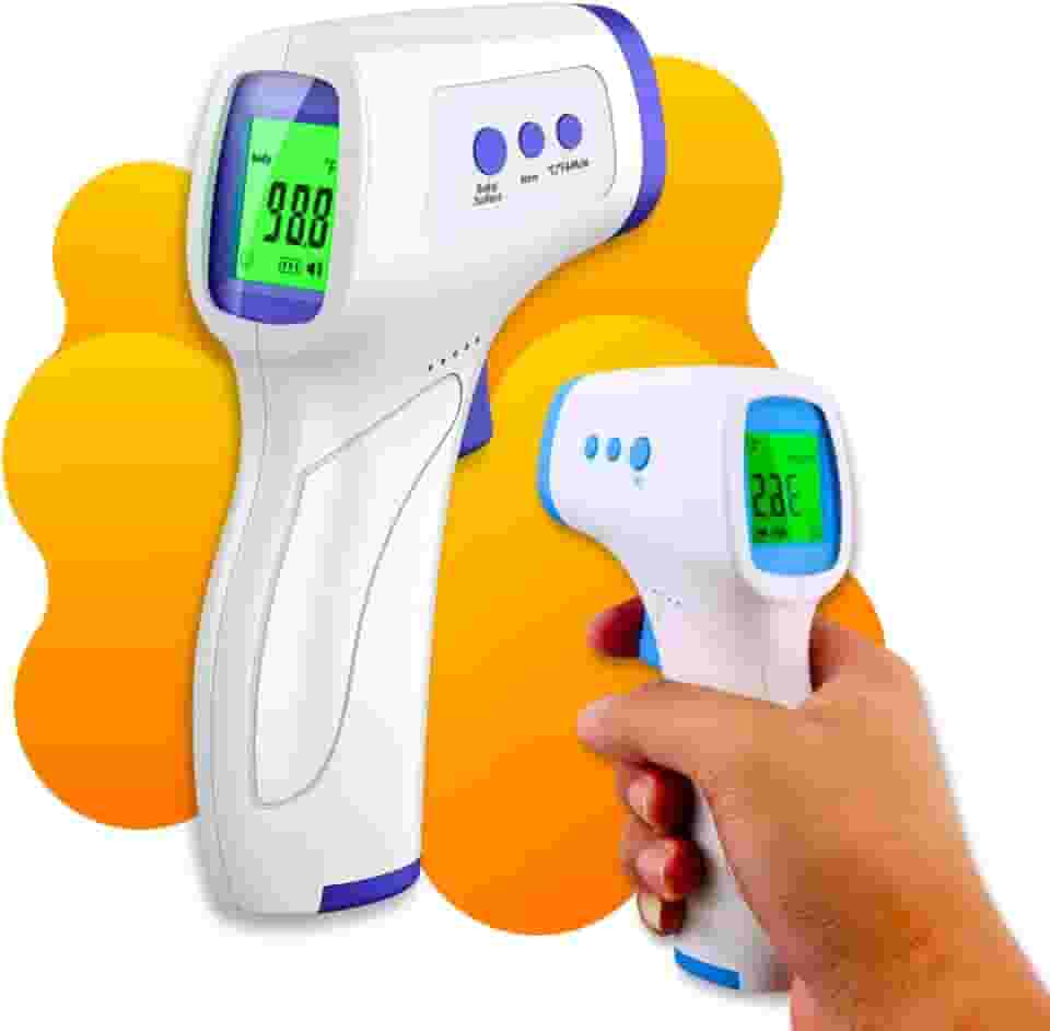 Termômetro digital infravermelho 3 em 1 sem contato. Alta precisão para testa, corpo, líquidos e alimentos. LCD com alarme de febre – Qualidade Premium LNSTORE