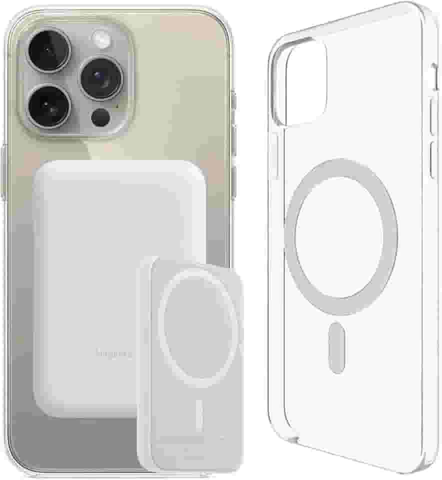 Carregador Portátil + Capa Magnética por Indução Compatível com Magsafe para iPhone 15, 15 Pro Max e 15 Plus (iPhone 15 Pro Max)