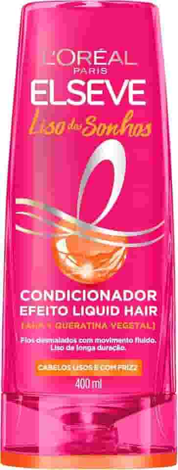 L'Oréal Paris Elseve Liso dos Sonhos Condicionador, com Efeito Liquid Hair, Enriquecido com AHA e Queratina Vegetal para Alinhamento Capilar e Brilho Intenso, 400ml