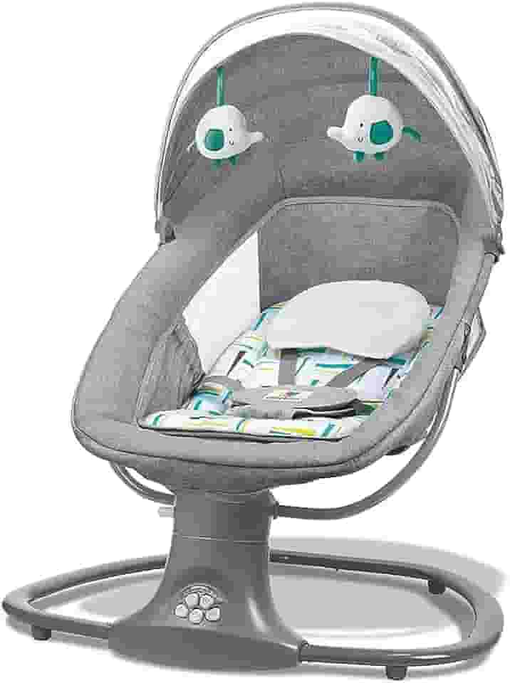 Mastela Cadeira Infantil Techno Verde Estampada Com Balanço Automático Timer E Música Criança - Até 18Kg