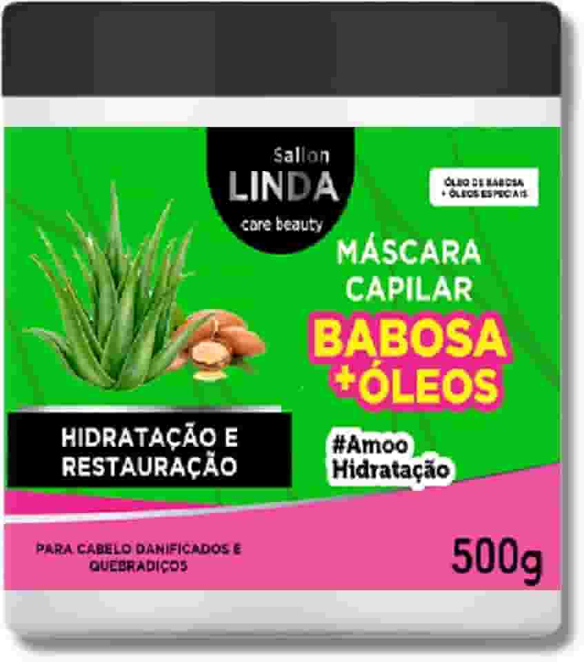 Máscara Hidratante Capilar Babosa + Óleos Especiais para Hidratação Profunda Reparação de Danos e Nutrição Intensiva dos Cabelos Sallon Linda