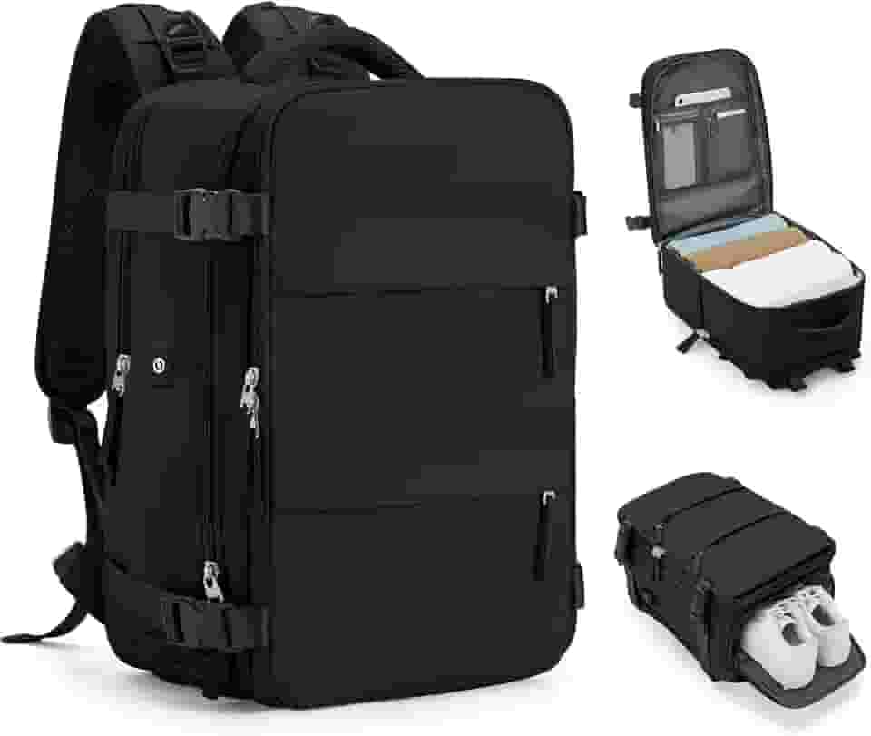 [Assista o Vídeo] Mochila Viagem Avião Low Cost Compartimento Para Sapatos Compartimento Para Notebook Usb Bolso Para Objetos úmidos (PRETO) CODATECH