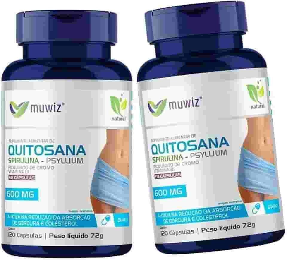 Quitosana Com Psyllium e Spirulina 120 Cápsulas 500mg - 2 Frascos