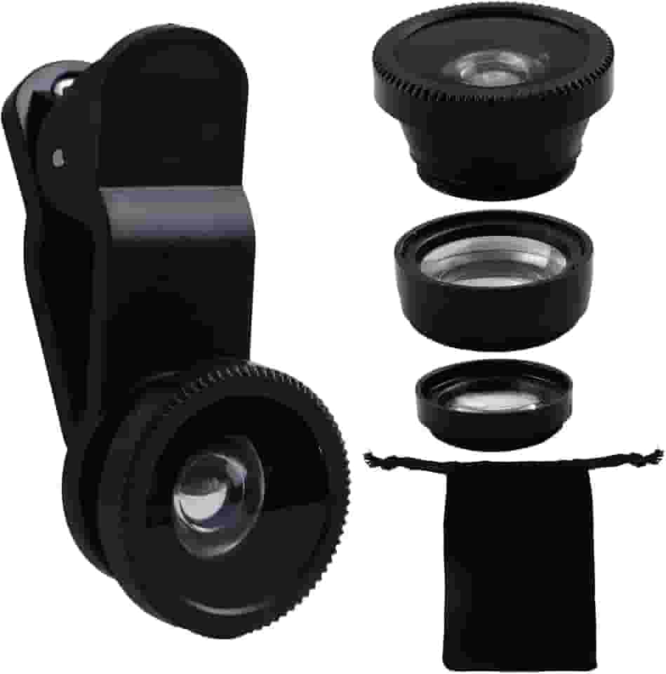 Kit de lente de telefone 3 em 1, 100 super grande-angular + 15x macro + 180 clipe de lente olho de peixe no celular para iPhone Samsung Android