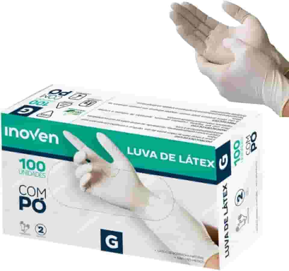 Luva De Látex Com Pó Inoven Tamanho G- Caixa com 100 Unidades