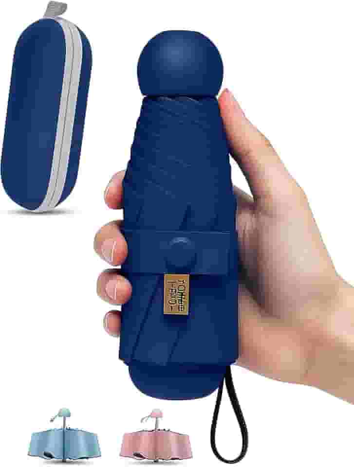 Guarda chuva de Bolso Ultra Compacto e Versátil – Mini Guarda-chuva Dobrável com Proteção UV, Leve e Portátil – Inclui Estojo Estilo Cápsula para Chuva e Sol