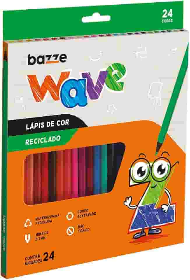 Lapis Cor Bazze Wave Reciclado Sextavado 24 Cores