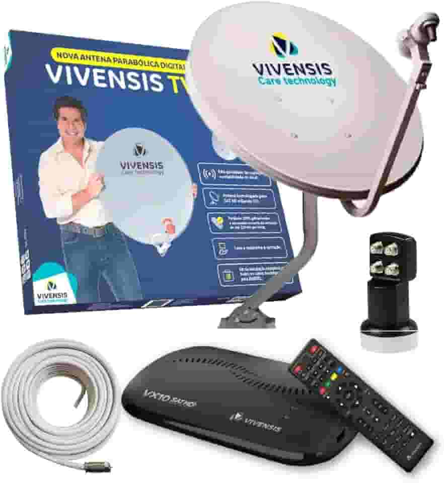 Sunature Kit Parabolica Digital Vivensis Antena + Cabo + LNBF 4 Pontos + Receptor