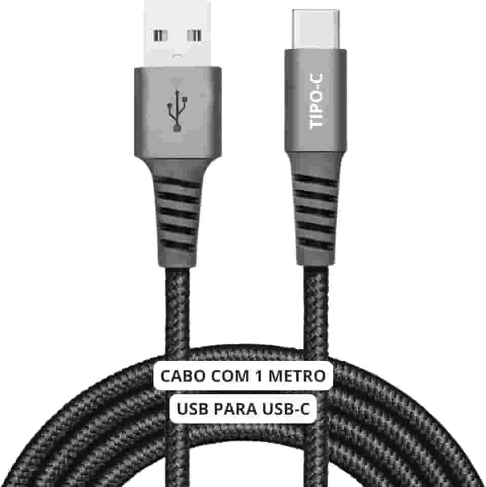 Cabo USB-C 1 Metro Tipo C Turbo 60W Ultra Rapido Reforçado Android e Iphone Notebook Tablet Qualidade Premium Carregamento Transferência de Dados