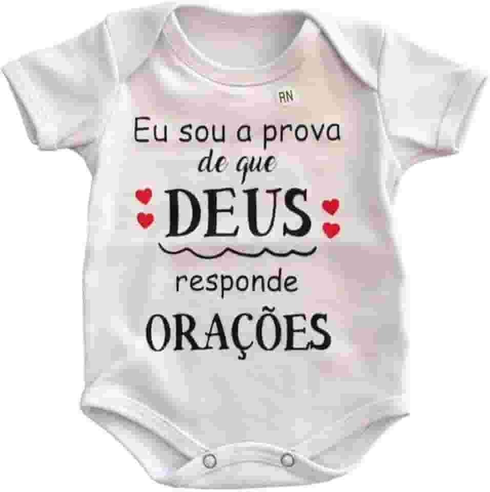 Body Infantil Manga Curta Para Bebê Branco Temático Frases