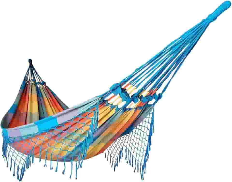 Rede de Dormir Casal Balanço de Algodão Reforçada 3,80m x 1,50m Cor:Multicor