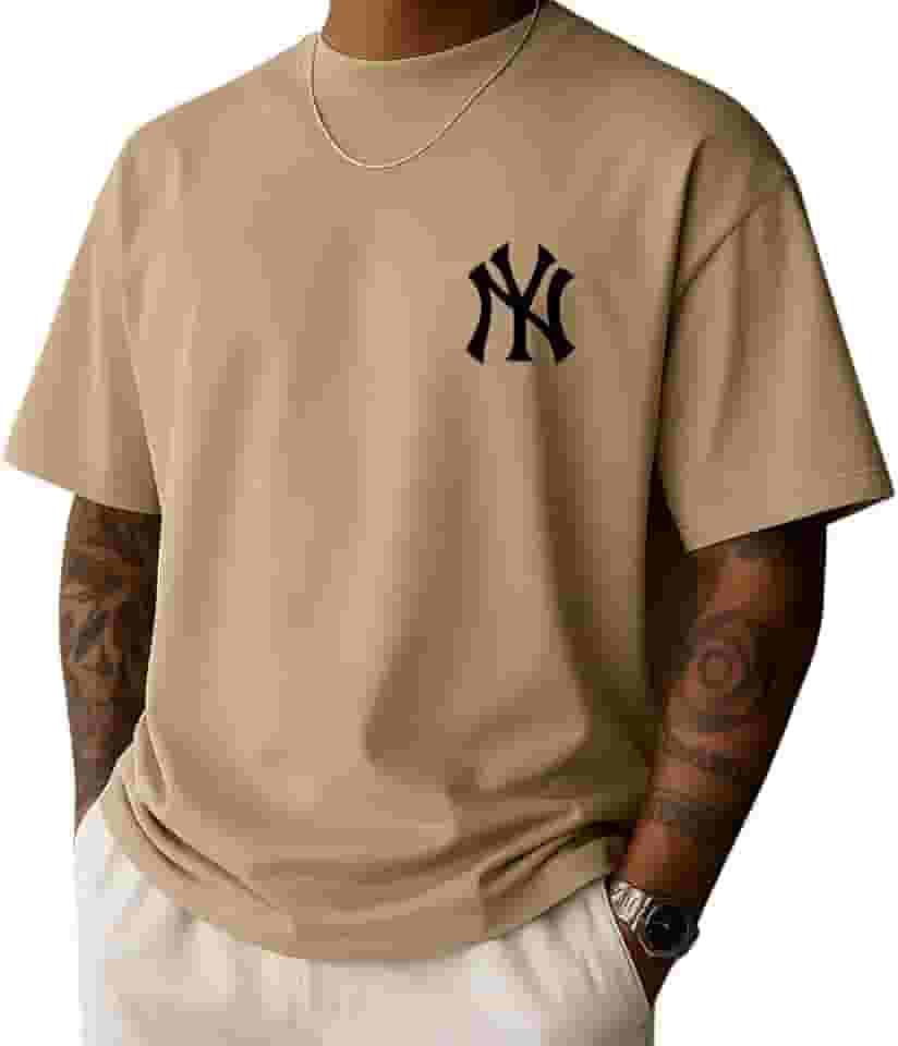 Camiseta Masculina Oversized New York Algodão Premium 30.1 Gola Redonda Estilo Casual