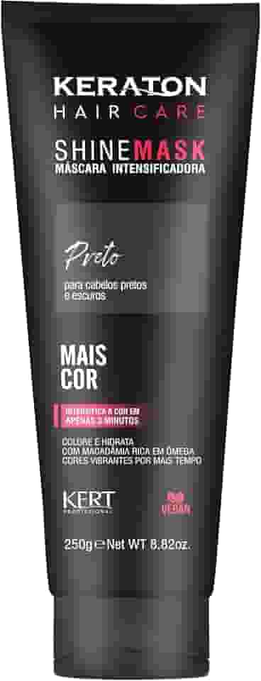 Keraton, Máscara matizadora hidratante, Trata e colore, Para cabelo preto escuro, Shine Mask, 250g, Preto