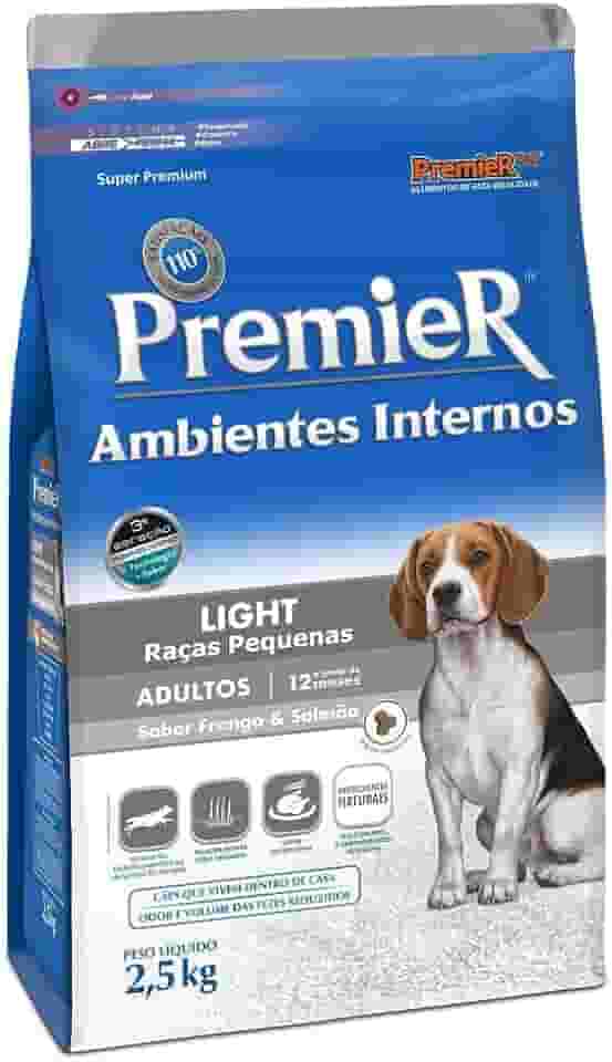 Ração Premier Ambientes Internos Light Para Cães Adultos Sabor Frango E Salmão, 2,5Kg Premier Pet Para Todas Médio Adulto,