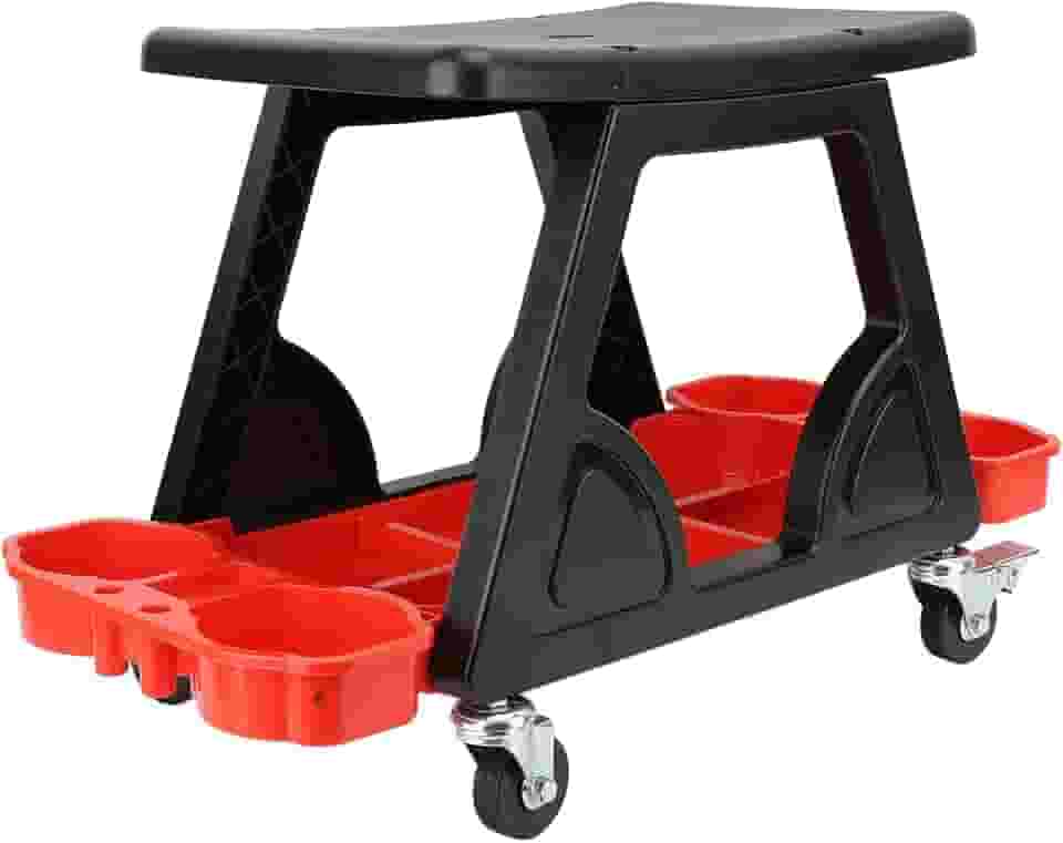 TOPINCN Banco Mecânico, Banco Rolante de Garagem Com Rodas Assento Mecânico para Serviço Pesado Com Bandeja de Ferramentas para Reparo Automotivo, Detalhamento e Oficina de Automóveis