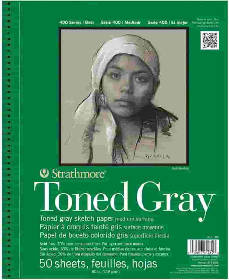 Bloco de papel para desenho Strathmore série 400, 50 folhas de tom cinza, 14 x 21,6 cm