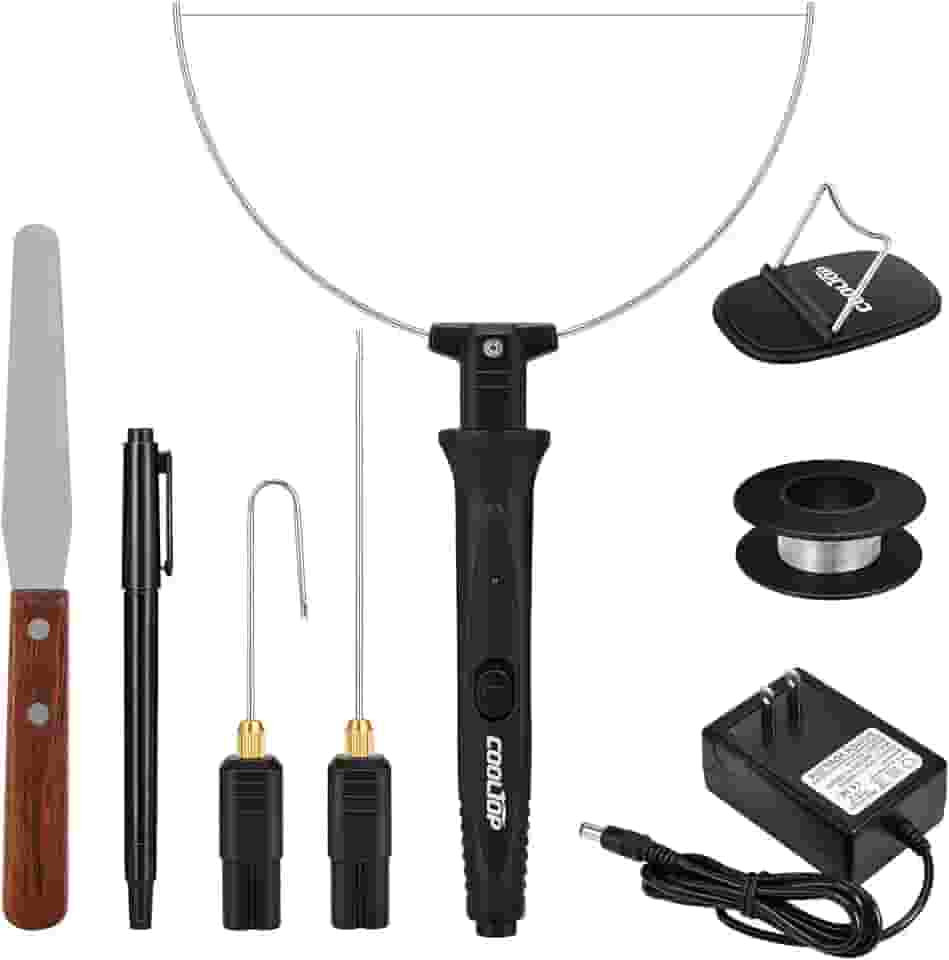 Cooltop Kit de cortador de espuma de fio quente, cortador de faca de isopor de 18 W, ferramenta elétrica de corte de espuma quente, kit de faca de escultura de espuma aquecida com caneta de limpeza