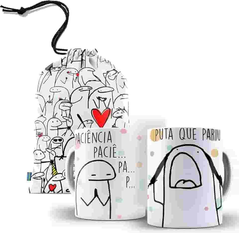 Caneca Meme Divertida + Saquinho de Presente Paci?ncia, Paci?ncia Puta Que Pariu