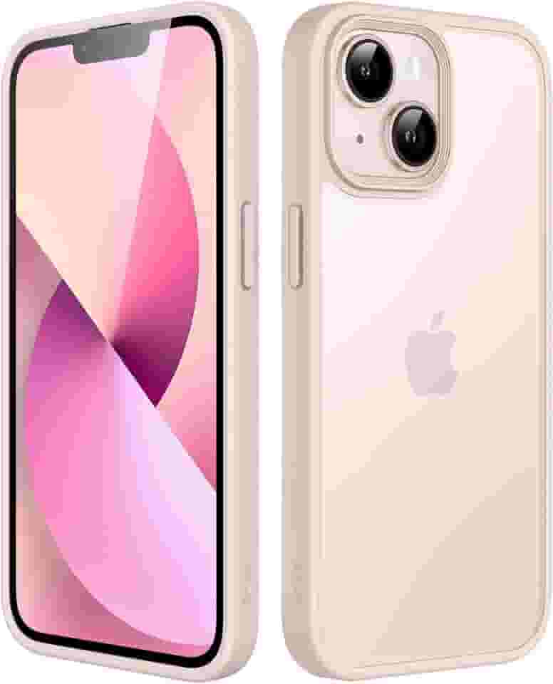 JETech Capa Fosca para iPhone 13 6,1 Polegadas, Case Proteção Contra Quedas de Grau Militar à Prova de Choque, Capinha Traseira Translúcida Fosca para Telefone, Anti-Impressão Digital (Giz Rosa)