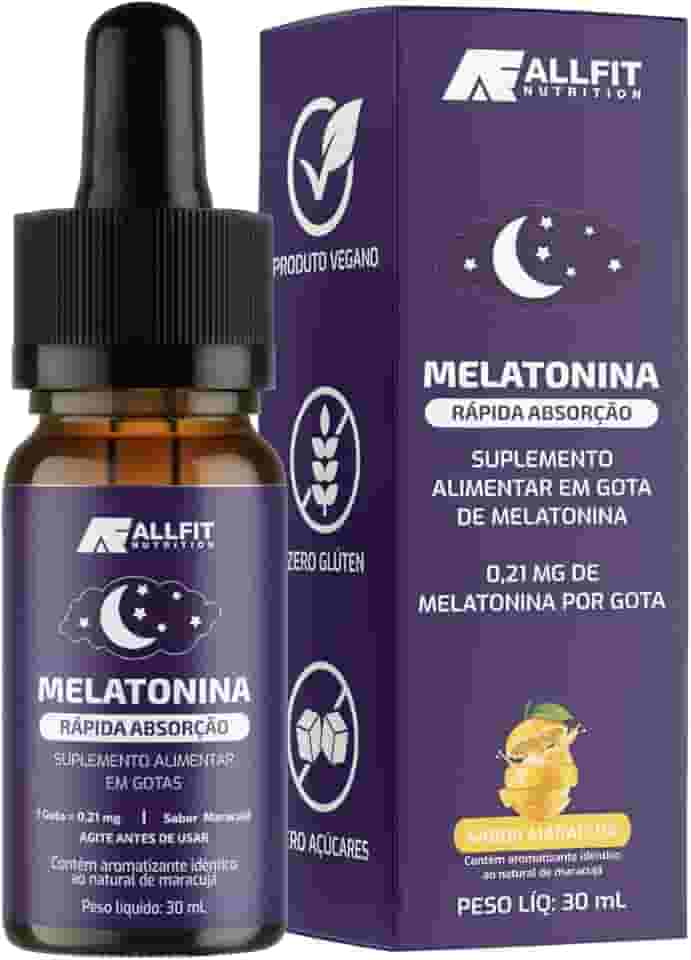 Melatonina liquida em gotas sublingual, vegano, 30ml, All Fit Nutrition (Maracujá)