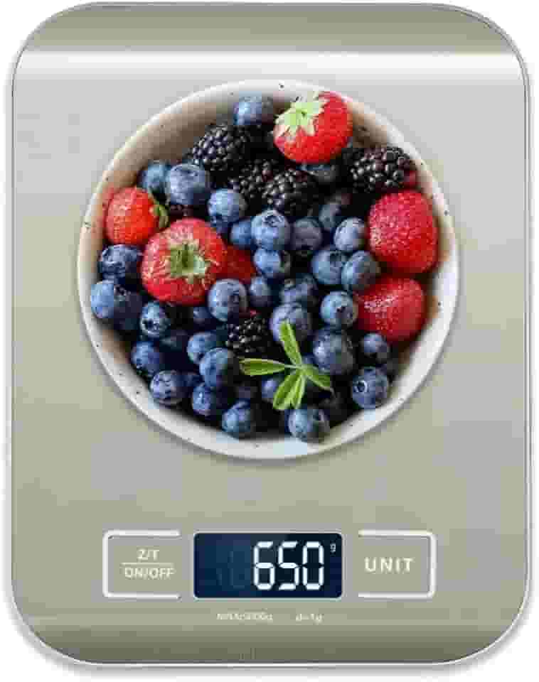 Balança de Cozinha de Inox, Visor Digital, Alimentos, Temperos, Remédios, Joias, Em Inox e Não Enferruja, Acompanha Pilhas e Manual, Pronta Para Uso, Ideal Para Dietas, Cozinhas e Restaurantes