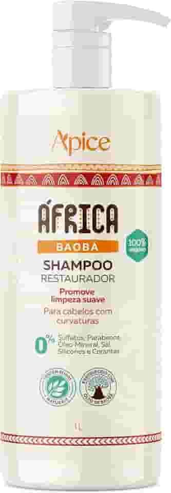 Ápice Shampoo África Baobá Restaurador | Limpeza Suave e Hidratação para Cabelos Cacheados e Ondulados | 1000ml