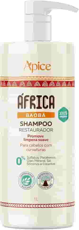 Ápice Shampoo África Baobá Restaurador | Limpeza Suave e Hidratação para Cabelos Cacheados e Ondulados | 1000ml