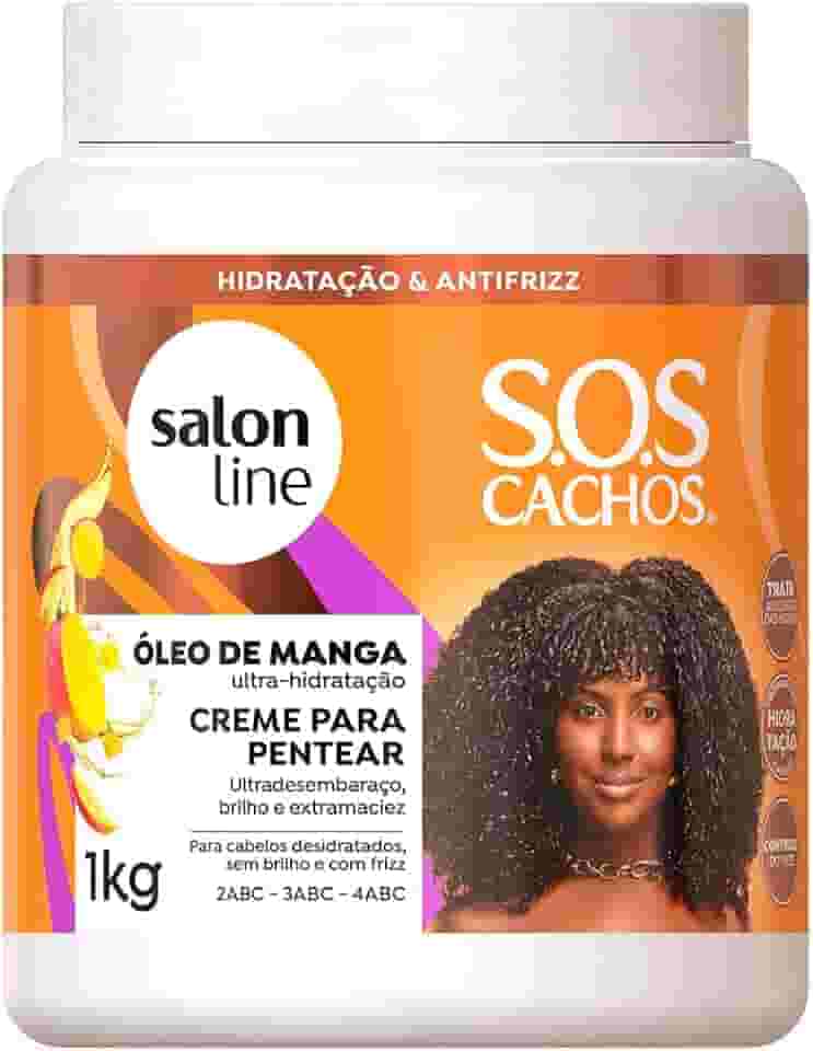 Salon Line, Creme de Pentear, S.O.S Cachos Óleo de Manga, Veganos - Para Cabelos Cacheados, 1 kg