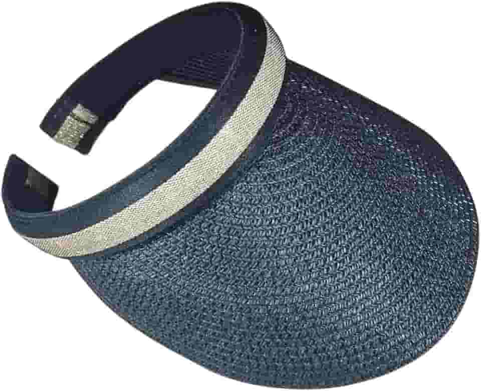 Viseira Feminina em Papiro Adulta Aberta Tiara com Tira Dourada Aba Larga 13,2cm Sem Amarração Estilo Praia Verão