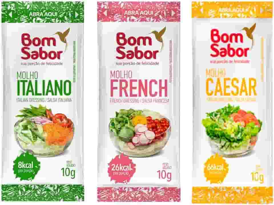 Combo Molhos Sachê Bom Sabor 10g Italian French Caesar 60 Unidades