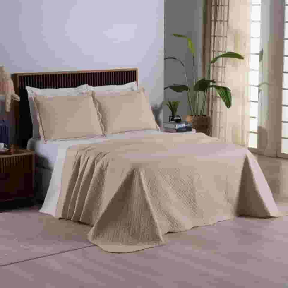 Kit Colcha Cobre Leito 3 Peças Dupla Face Casa Dona 150 fios (King, Madrid)