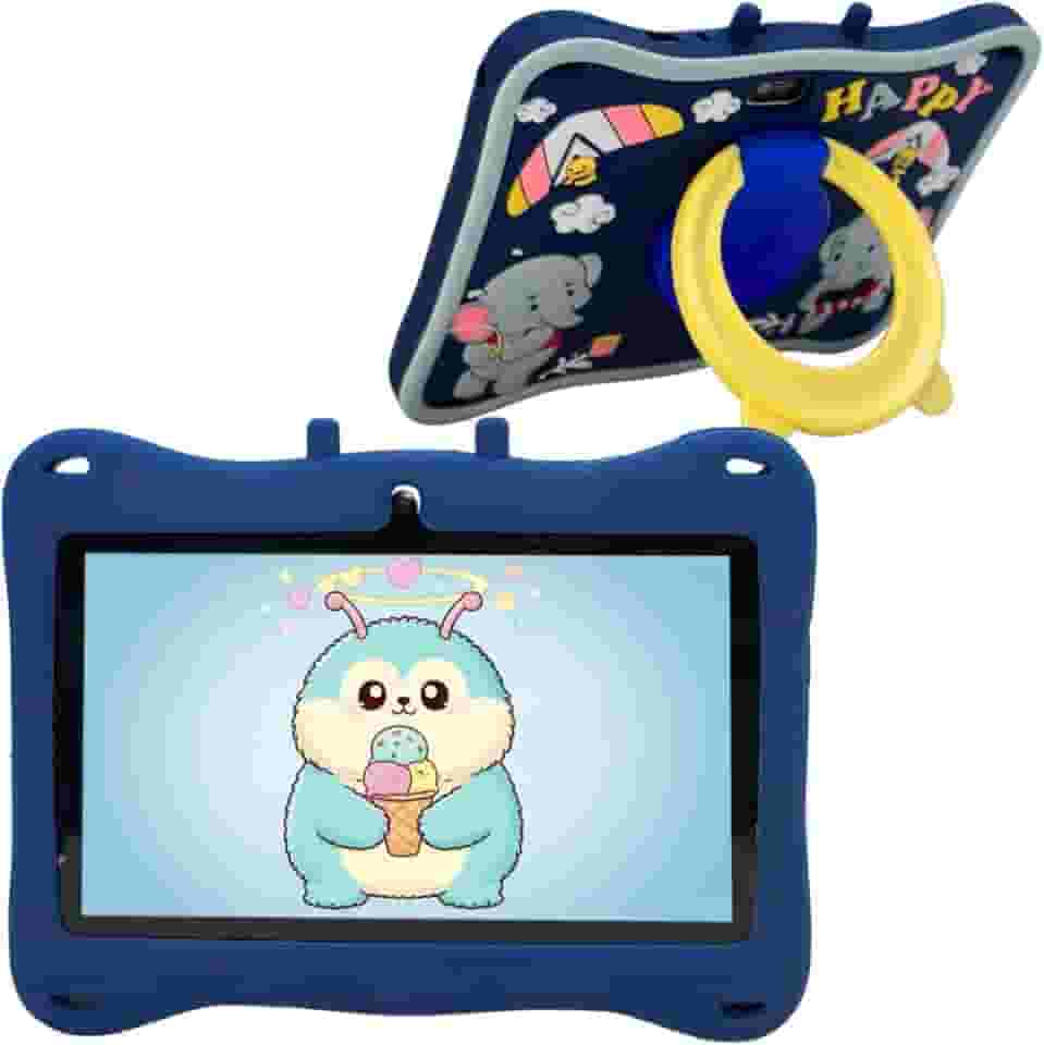 Tablet Infantil E13 Tela 7" 12GB + 2GB RAM, Wi-Fi, Bluetooth e 5G com Case Silicone, Canetinha Touch e Alça de Transporte (Azul)