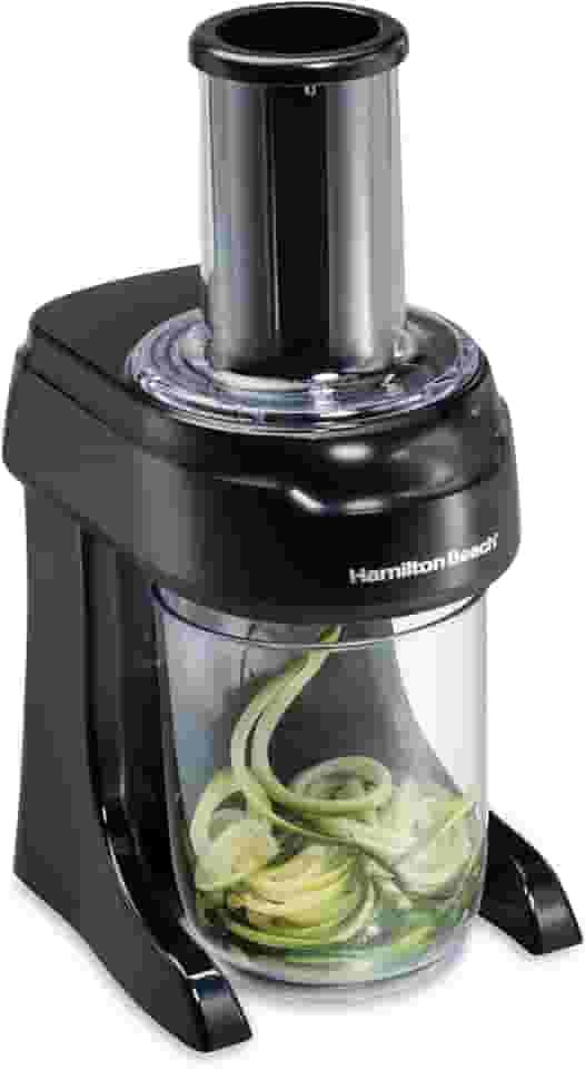 Hamilton Beach Espiralizador elétrico de vegetais 3 em 1 e fatiador com 3 cones de corte para espaguete vegetal, linguina e fitas, 6 xícaras, preto, 70930