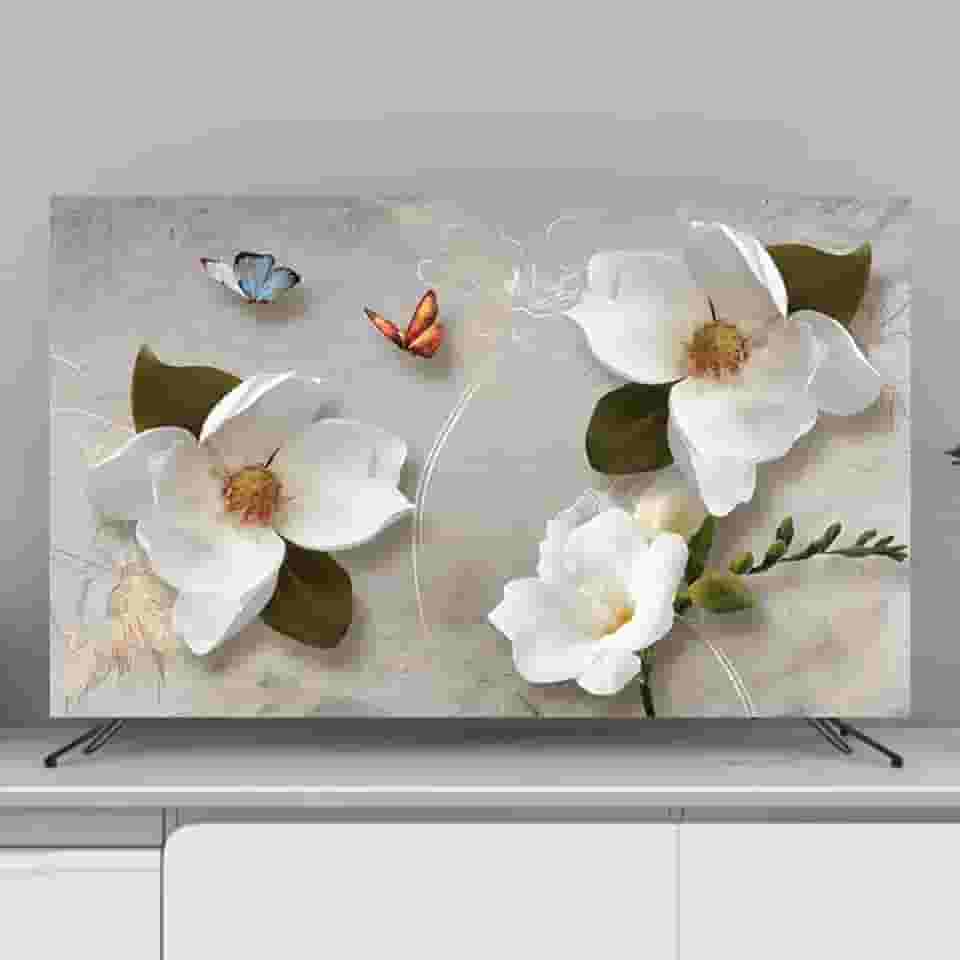 Capas de TV Capa contra poeira de TV Protetor de tela elegante Interior Tecido de TV Sala de Estar Decoração de Arte Universal Pendurado Desktop Curvo Capa de Proteção - Padrão-1||45-48 polegadas (110