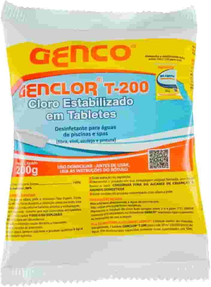 Genclor T-200 Tablete 200g Cloro Estabilizado Para Manutenção de Água de Piscina
