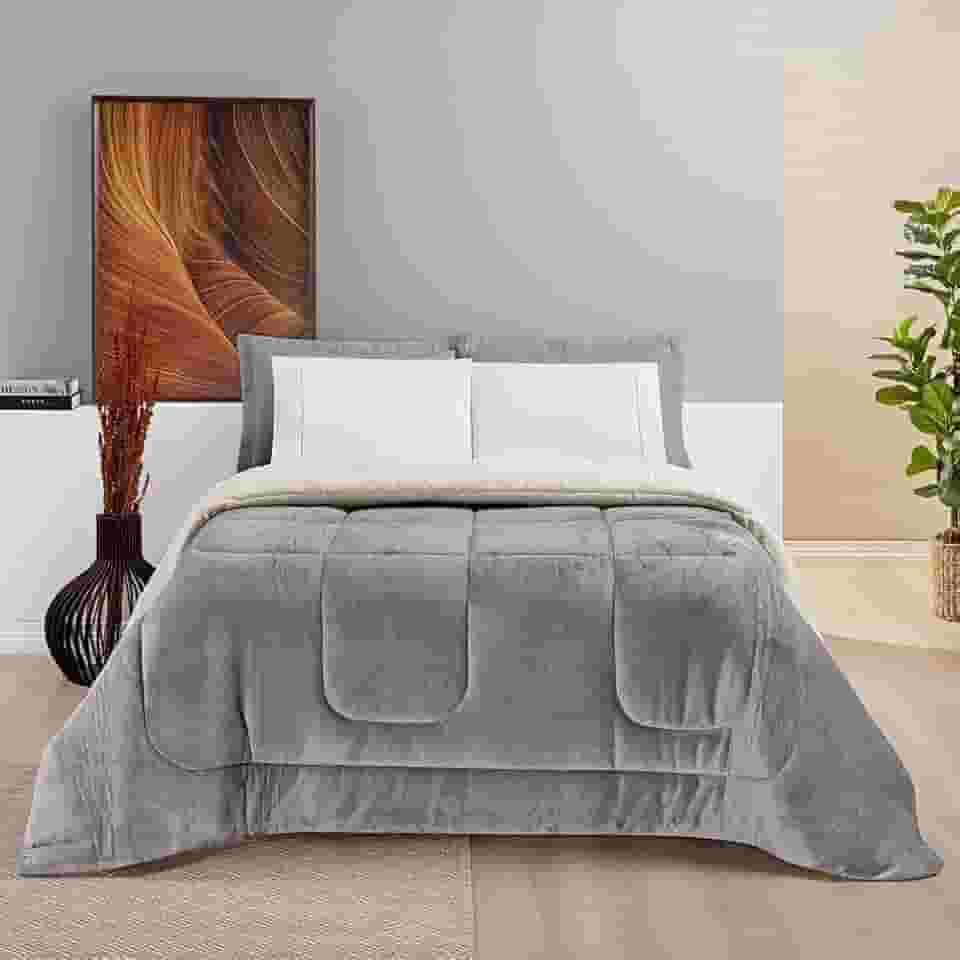 Cobertores KING size FOFÃO Gigante Lã Manta Cobertas Sherpa Edredom Grosso Coberdrom frio intenso (Cinza)